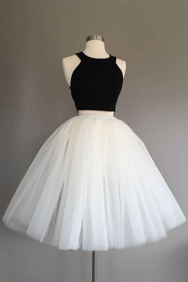 Simple two pieces tulle short prom dress, cute homecoming dress