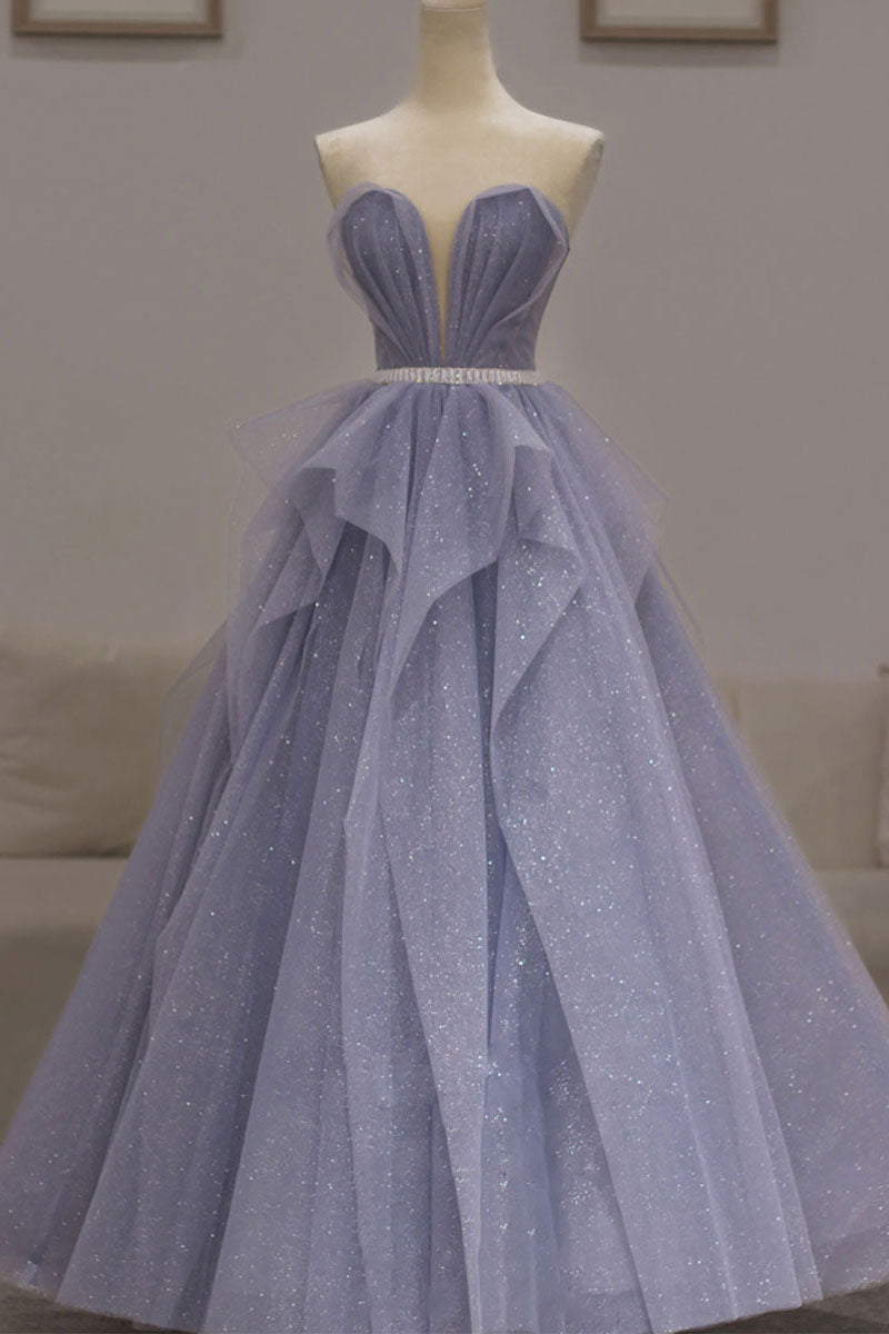 Purple sweetheart sequin long prom dress purple formal dress