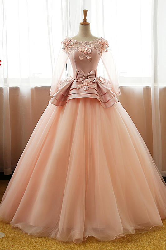 Unique tulle long prom dress, tulle evening dress, sweet 16 dress