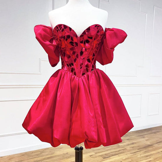 fitted lace wedding dress Red Satin Scoop Neck Sleeveless Short Homecoming Dresses,CH0012 US4 / Custom Color(Leaving A note)