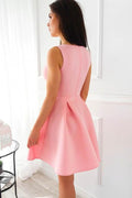 Simple pink satin short prom dress pink homecoming dress