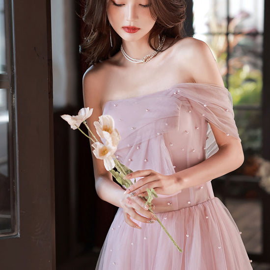light pink tulle dress Blush Flowy Side Slits Plunge V neck Sexy Party Prom Make a bold yet graceful entrance in this elegant blush tulle maxi dress Pink Tulle Long Sleeve Short
