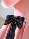 Pink Satin Long Prom Dress, Pink Formal Evening Dresses