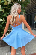 Simple v neck satin short prom dress short cocktail dress