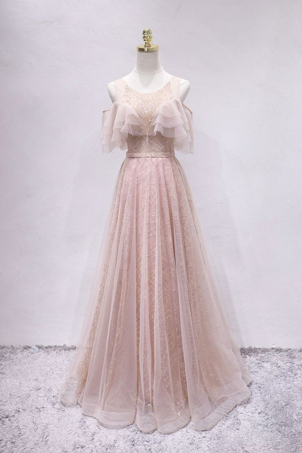 Unique tulle long prom dress, tulle long evening dress