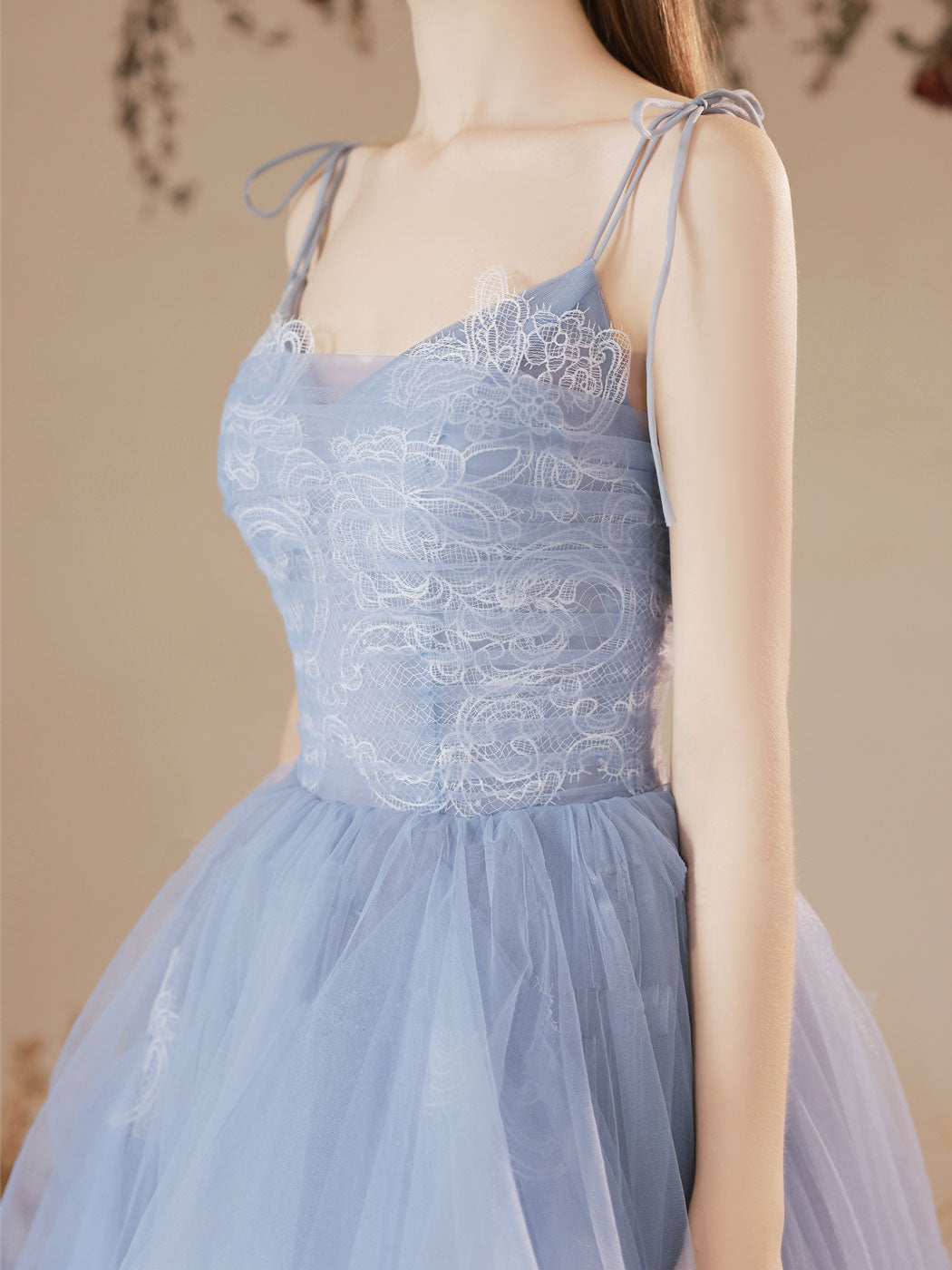 Blue Lace Formal Evening Dresses