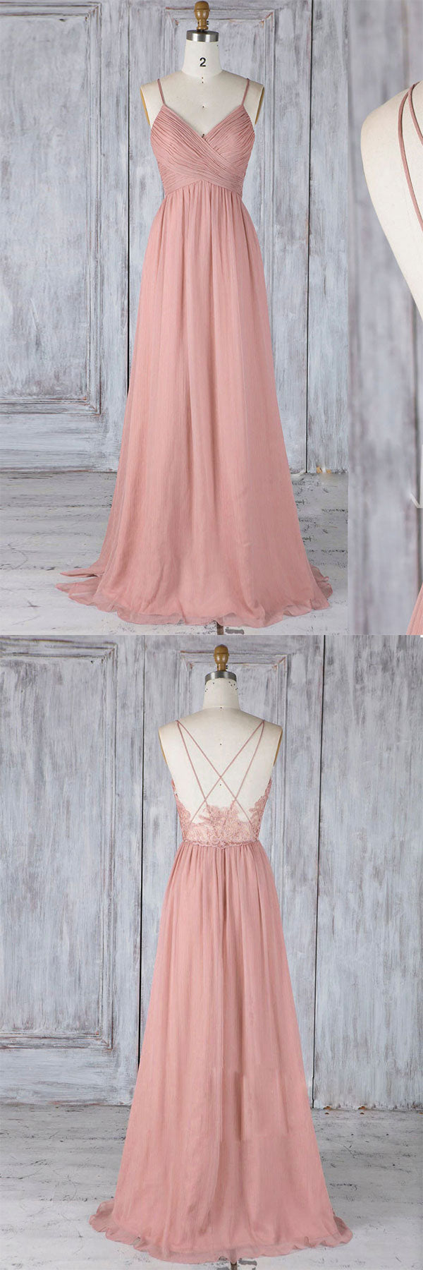 Pink chiffon lace long prom dress pink lace bridesmaid dress dresstby Pink chiffon lace long prom dress pink lace bridesmaid dress dresstby