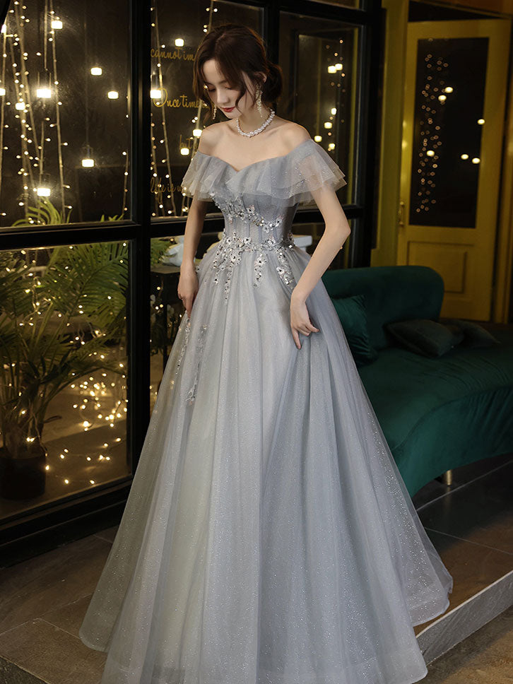 Long gray clearance formal dress