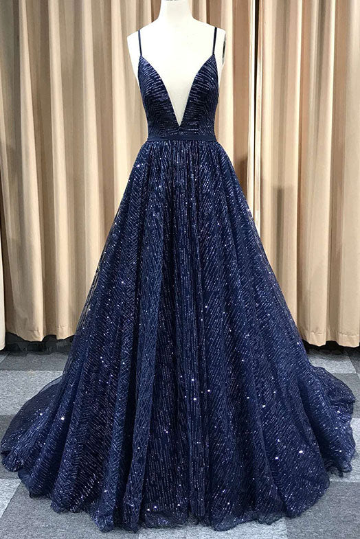 Unique v neck tulle long prom dress, tulle formal dress