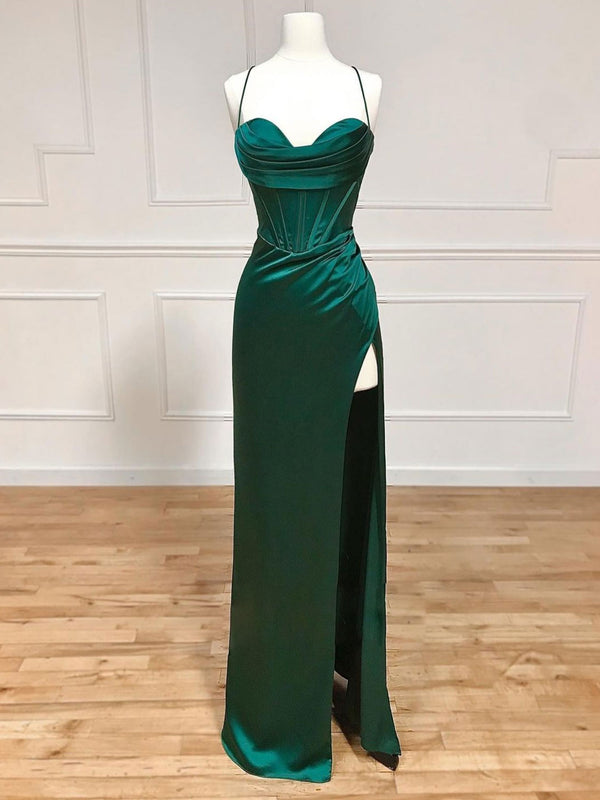 Mermaid Sweetheart Neck Green Long Prom Dress, Green Formal Evening Dress