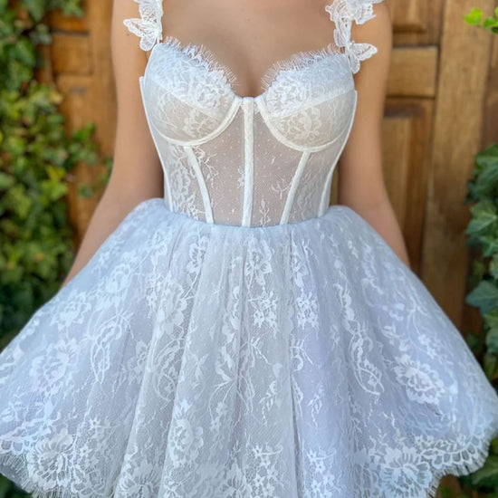Mini/Short White Prom Dresses, White Lace Homecoming Dresses – dresstby