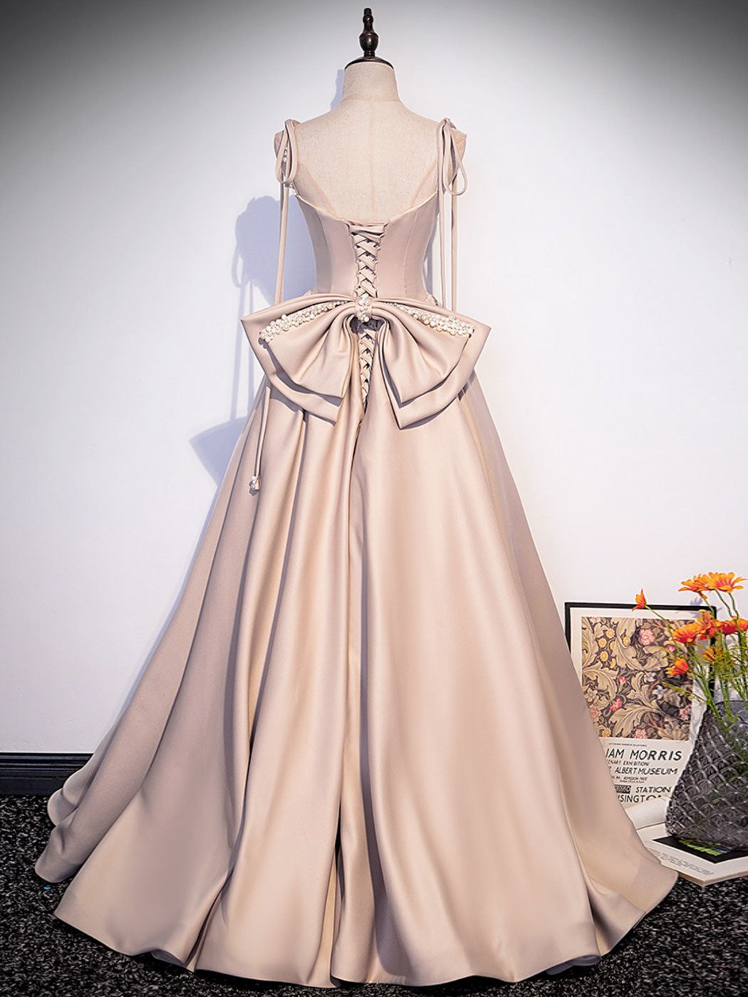 Champagne Satin Long Prom