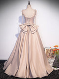 Champagne Satin Long Prom