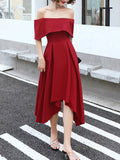 Simple burgundy prom dress, burgundy evening dress