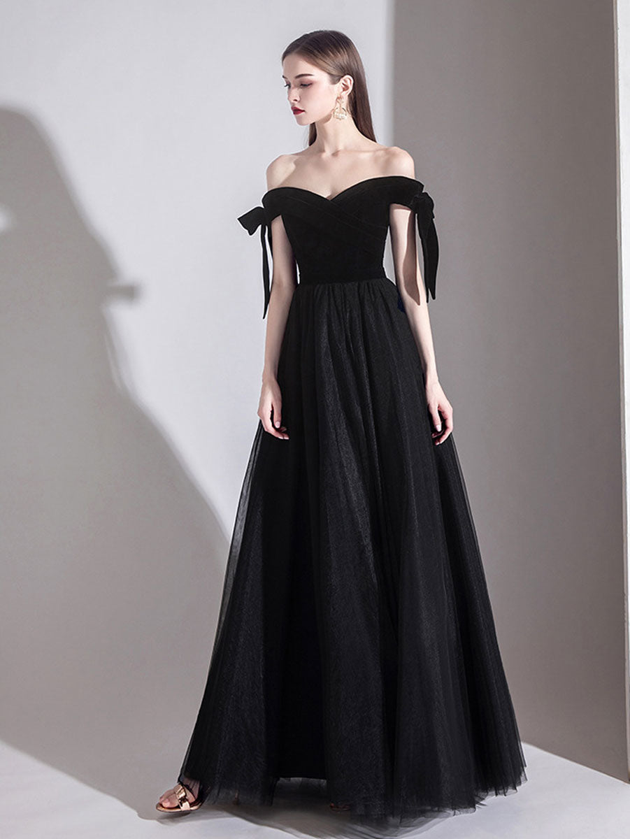 Black off the shoulder tulle clearance dress