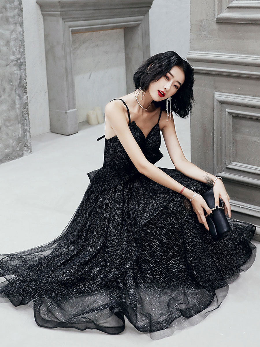 Simple v neck black tulle short prom dress, black party dress dresstby Simple v neck black tulle short prom dress, black party dress dresstby