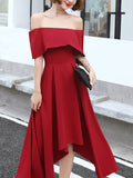 Simple burgundy prom dress, burgundy evening dress