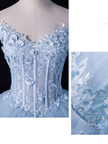 Blue Lace Formal Evening Dress