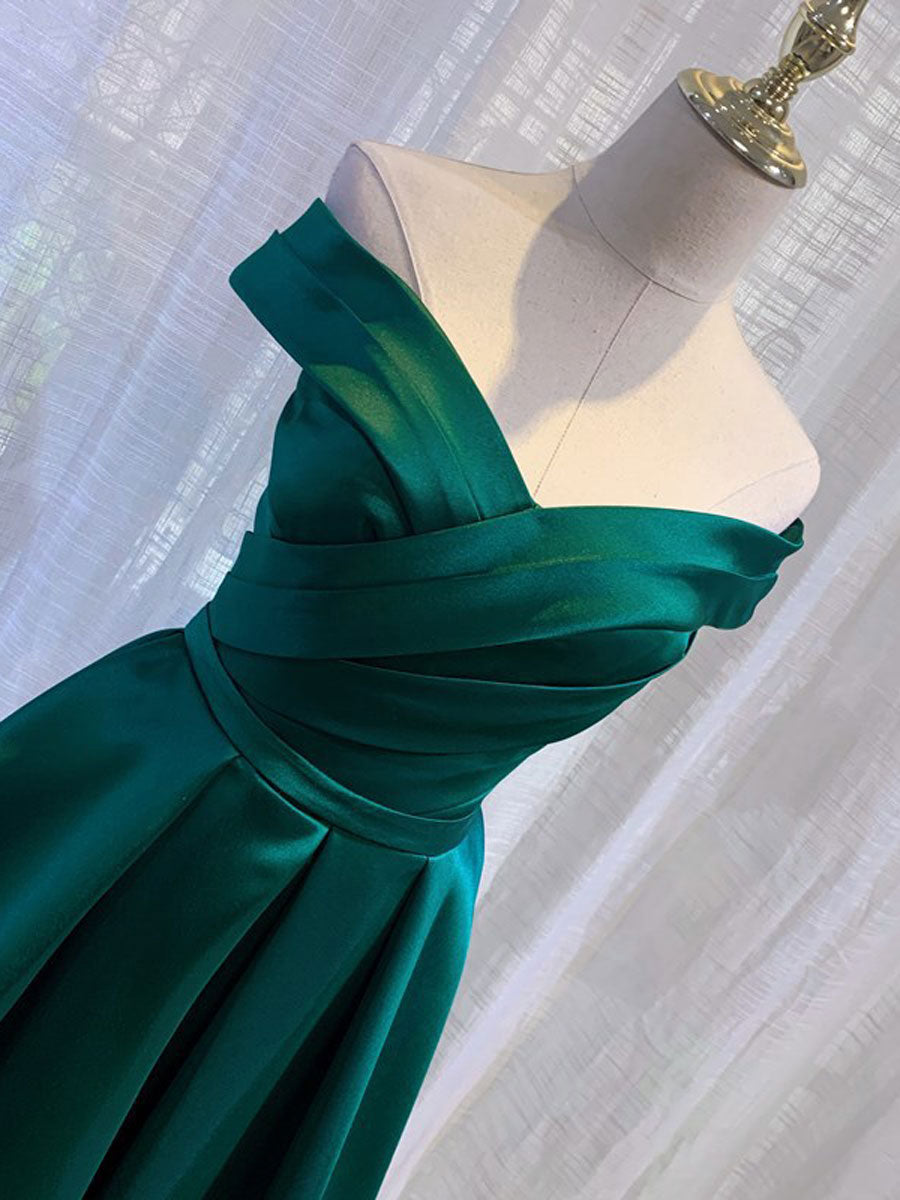 Simple green satin off shoulder long prom dress, green bridesmaid dres dresstby Simple green satin off shoulder long prom dress, green bridesmaid dres dresstby