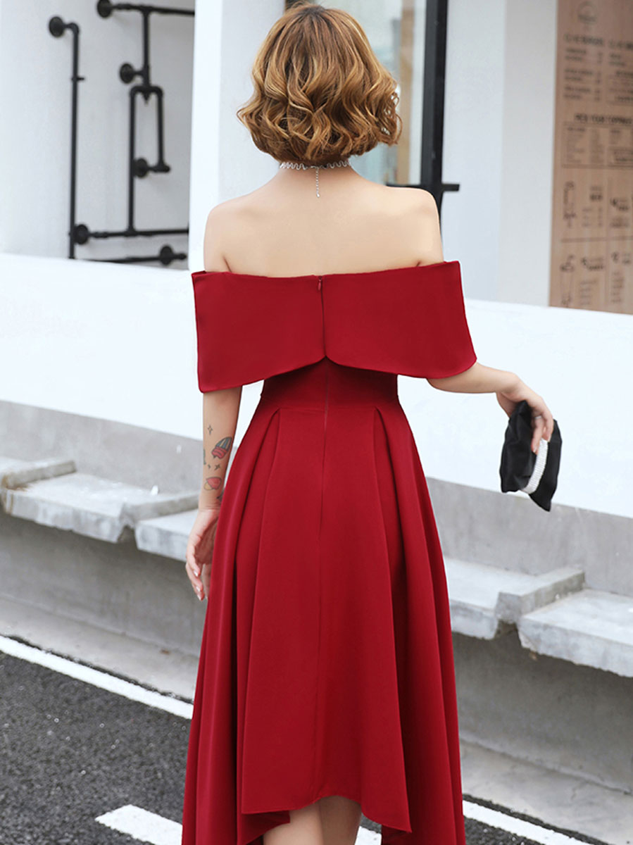 Simple burgundy prom dress, burgundy evening dress