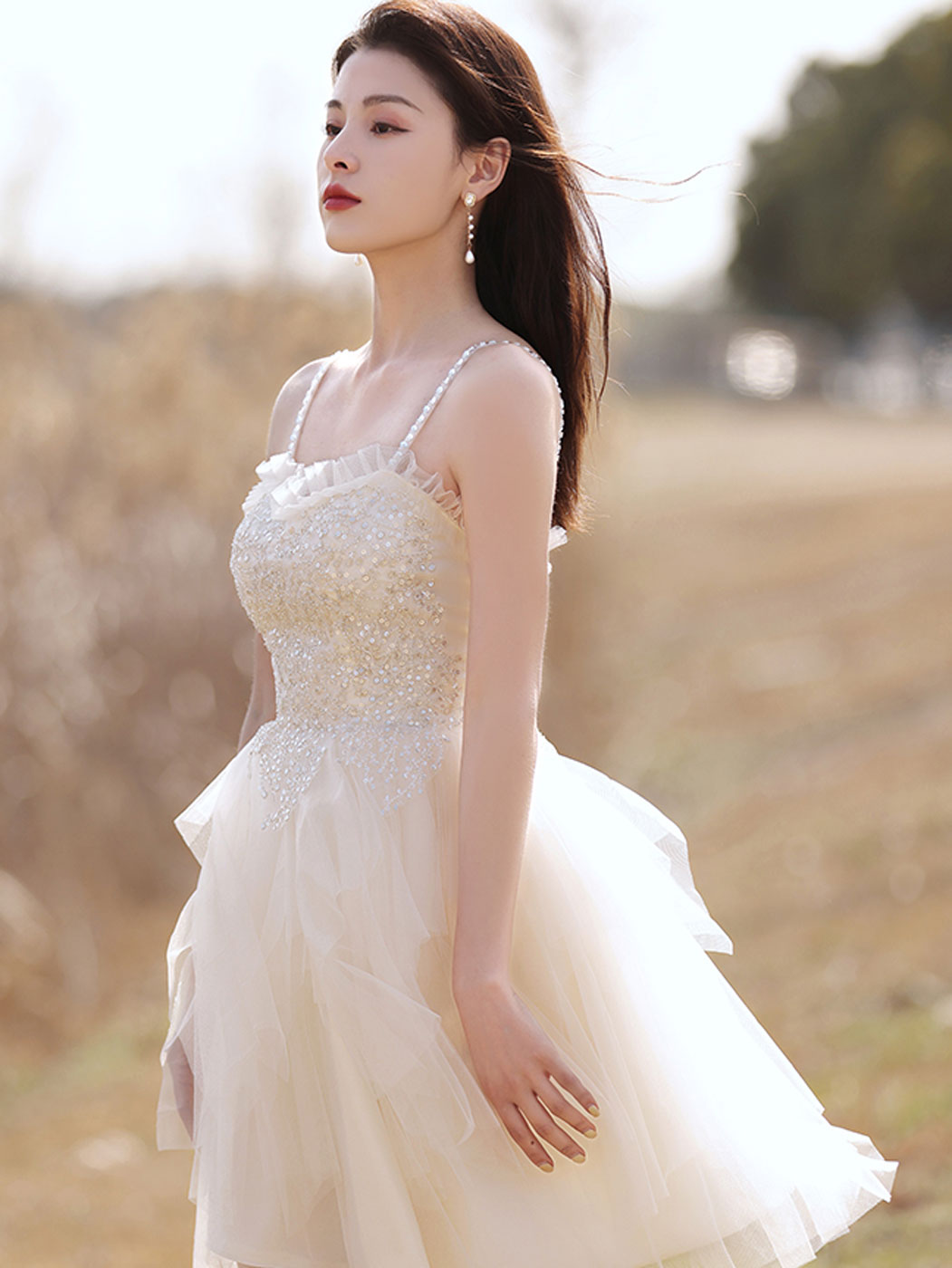 Beige sweetheart neck tulle lace short prom dress beige cocktail dress dresstby Beige sweetheart neck tulle lace short prom dress beige cocktail dress dresstby