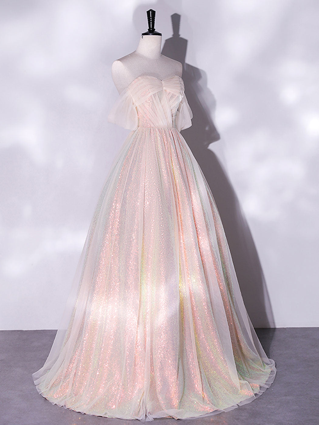 A-Line Pink Tulle Long Prom Dresses, Pink Formal Evening Dress dresstby A-Line Pink Tulle Long Prom Dresses, Pink Formal Evening Dress dresstby