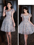 Cute v neck tulle sequin short prom dress cute homecoming dress
