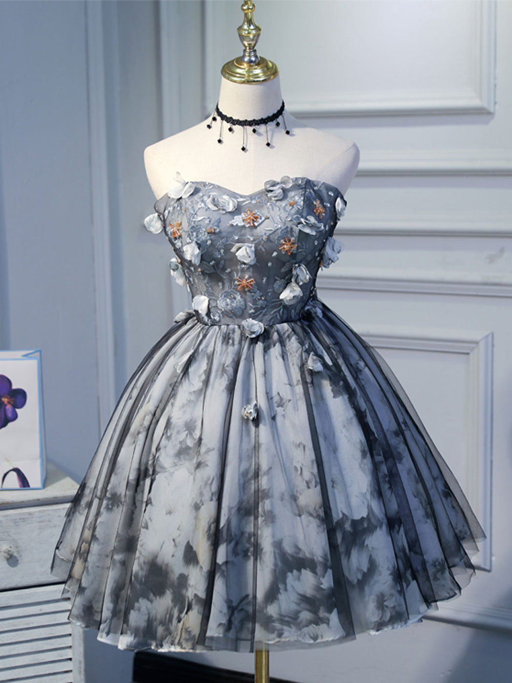 Cute Short Black Homecoming Dresses, Puffy Black Prom Dress With Beadi dresstby Cute Short Black Homecoming Dresses, Puffy Black Prom Dress With Beadi dresstby